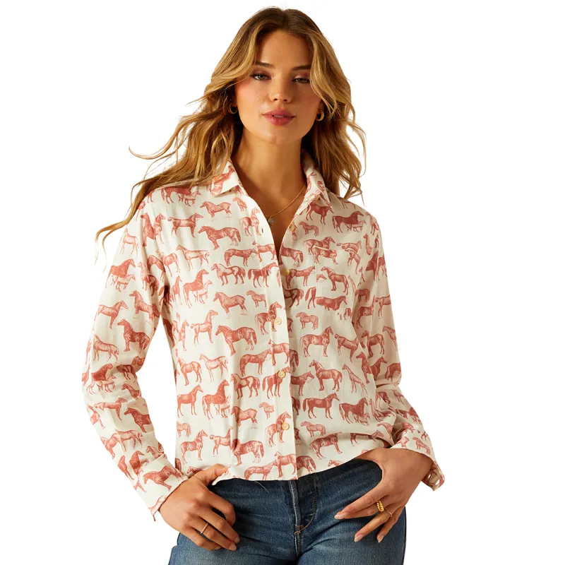 Ariat Country Rudford Ladies Shirt - Blushing Horse - XS