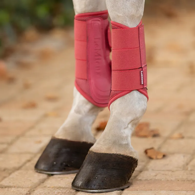 LeMieux Arika Mesh Brushing Boots - Cranberry-2