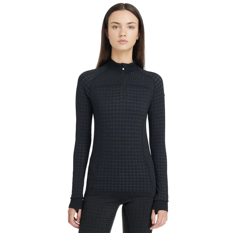 LeMieux Aspen Womens Quarter Zip Top - Houndstooth/Grey