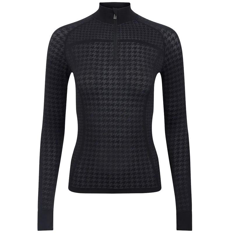 LeMieux Aspen Womens Quarter Zip Top - Houndstooth/Grey-2