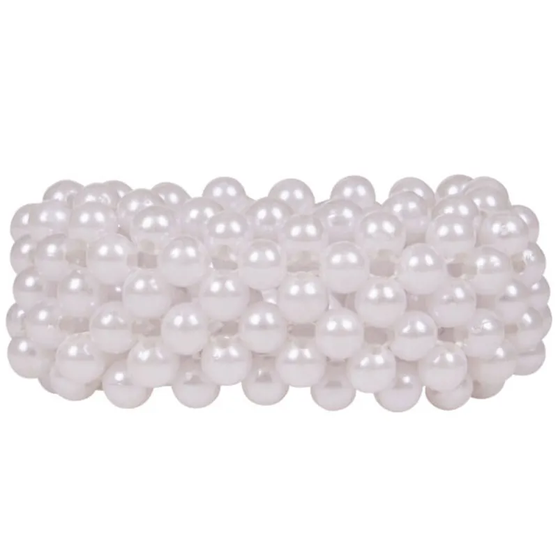 QHP Bead Scrunchie - White