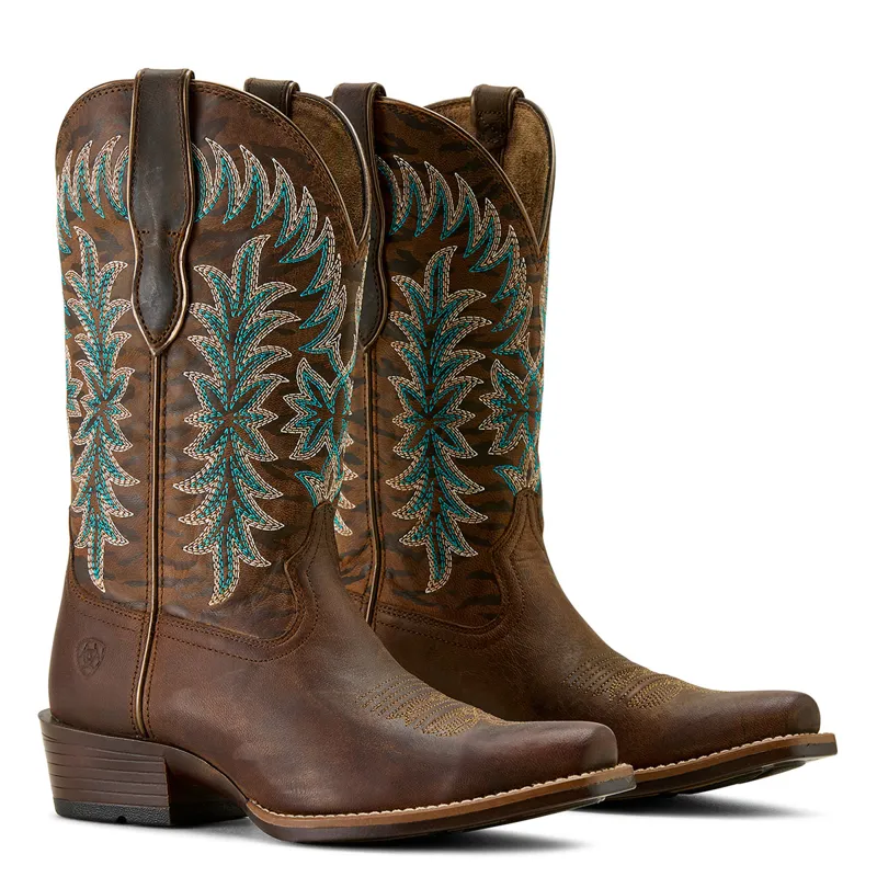 Ariat Womens Beaumont Western Boots - Sassy Brown/Gilded Tiger Print-4