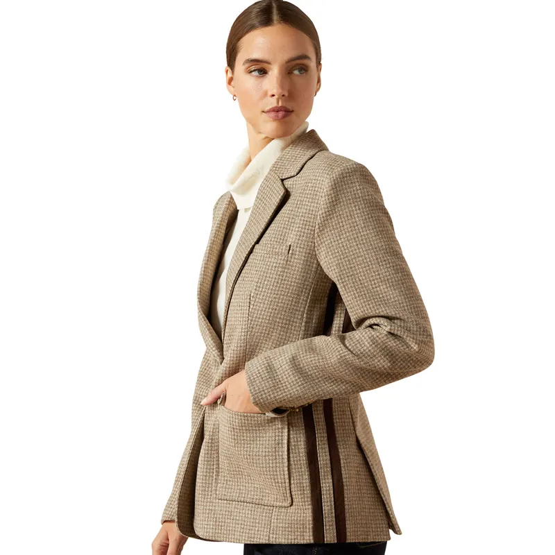 Ariat Country Beckfoot Womens Blazer - Camel Houndstooth-7