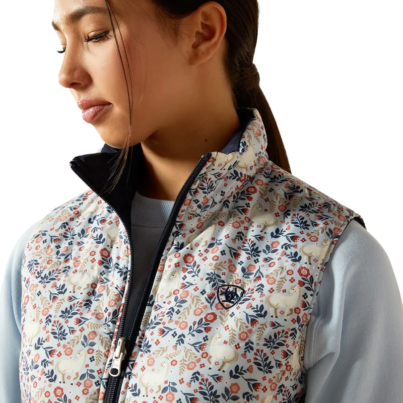 Ariat Bella Junior Girls Reversible Gilet - Posey Pony Print-4