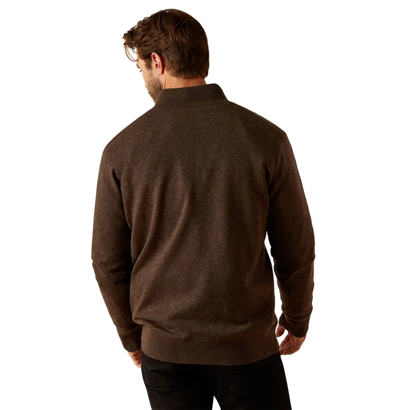 Ariat Country Bolinas 1/2 Zip Mens Sweater - Brown Heather-2