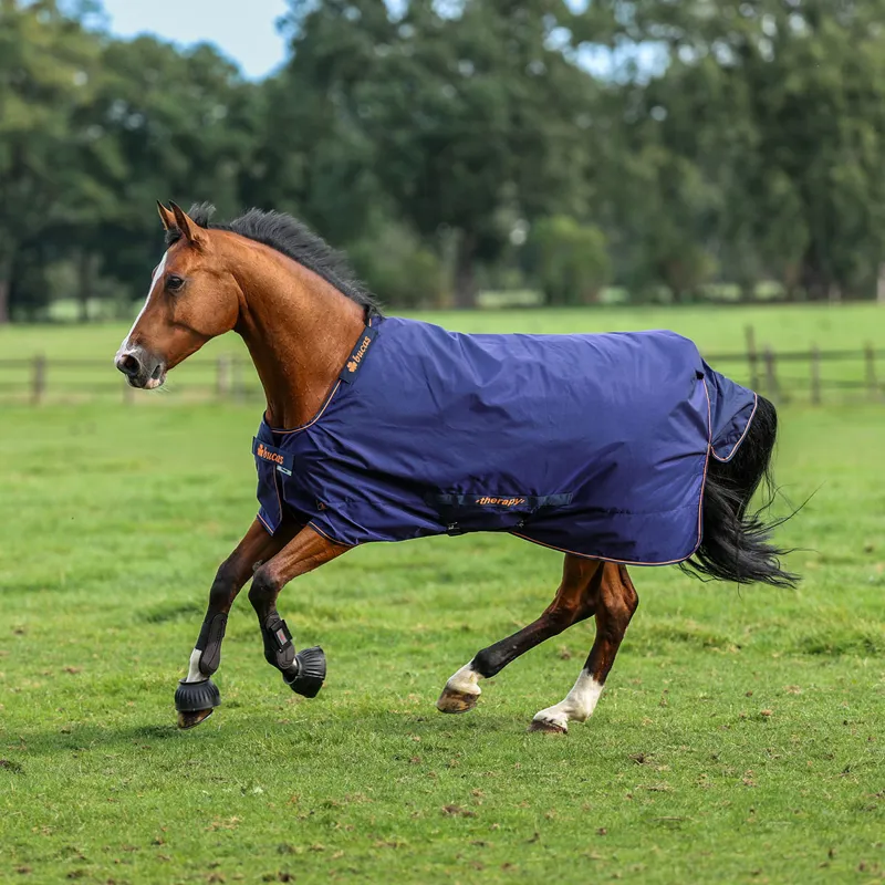 Bucas Therapy 0g Turnout Rug - Navy/Orange-2