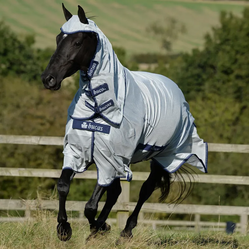 Bucas Buzz-Off X Full Neck Fly Rug - Silver/Blue