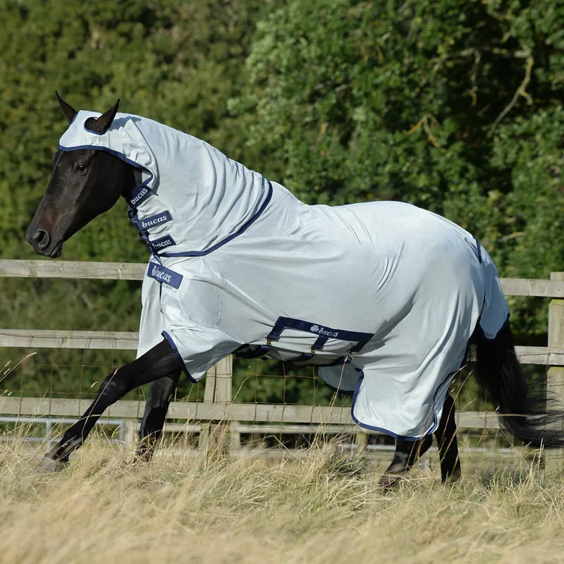Bucas Buzz-Off X Full Neck Fly Rug - Silver/Blue-1