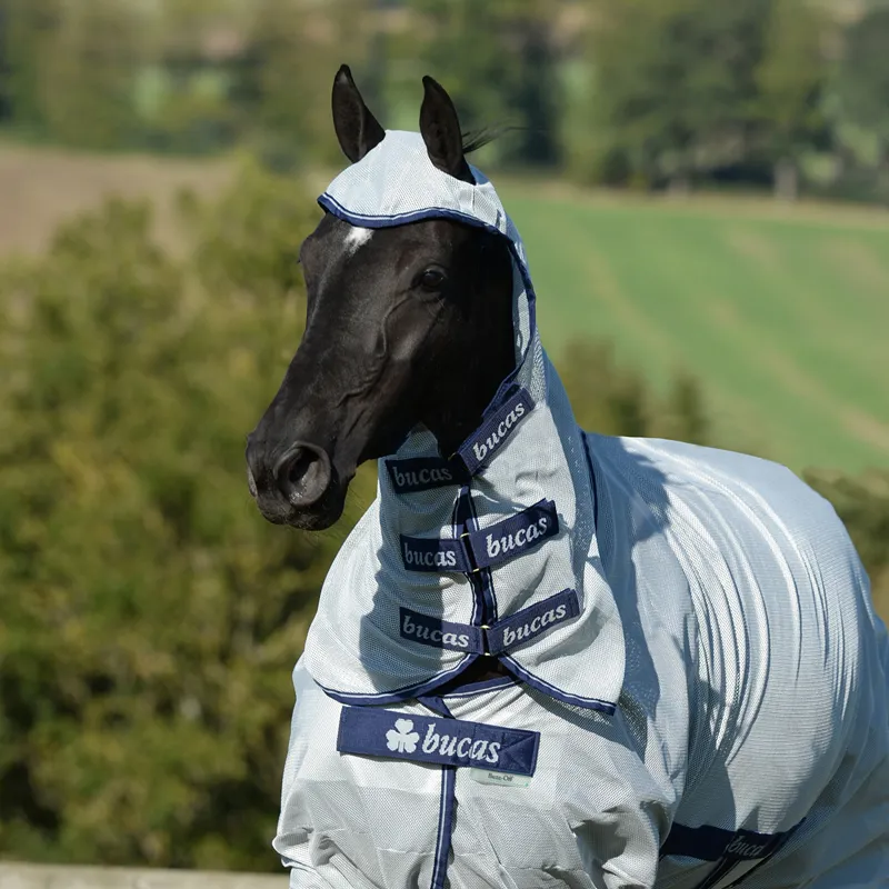 Bucas Buzz-Off X Full Neck Fly Rug - Silver/Blue-2