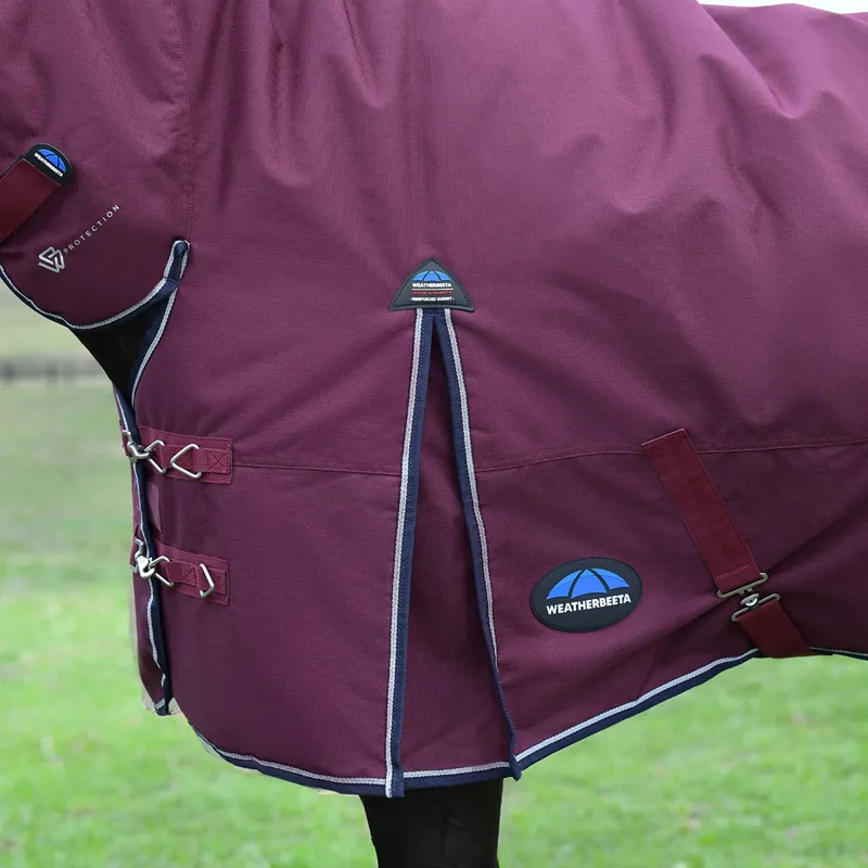 WeatherBeeta ComFiTec Essential 360g Combo Turnout Rug - Burgundy/Navy-5