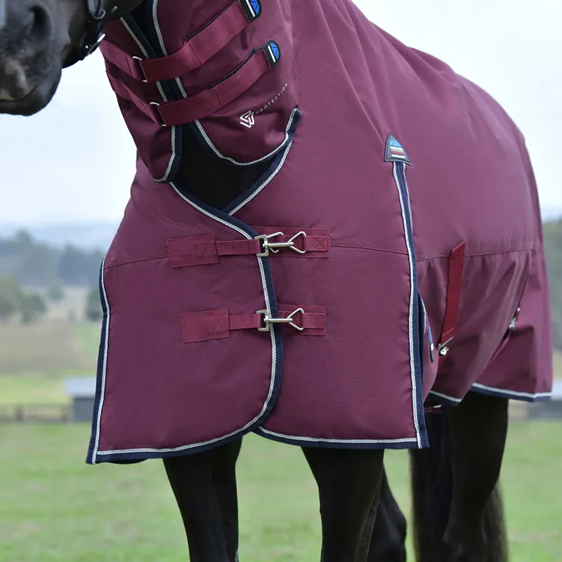 WeatherBeeta ComFiTec Essential 360g Combo Turnout Rug - Burgundy/Navy-4