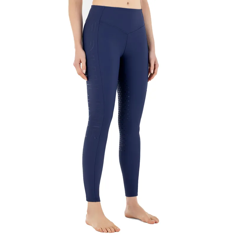 Equiline Caisfh Full Grip Womens Winter Riding Tights - Navy Peony