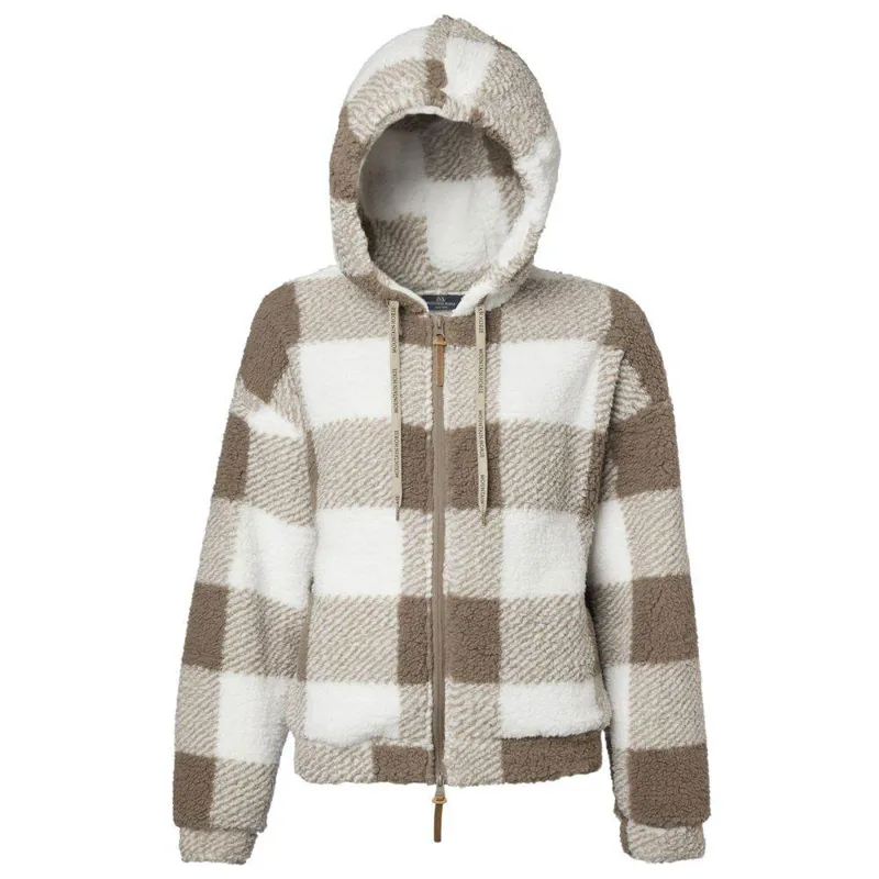 Mountain Horse Chess Fuzzy Fleece Ladies Jumper - White/Beige-1