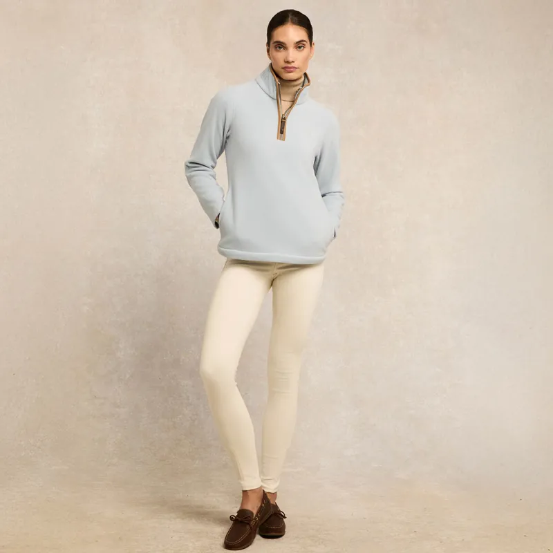 Holland Cooper Country Fleece Half Zip Ladies Jumper - Pale Blue-1