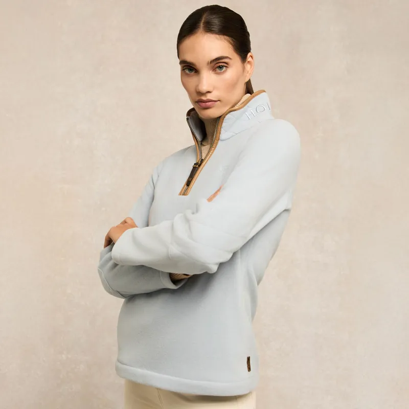 Holland Cooper Country Fleece Half Zip Ladies Jumper - Pale Blue-3