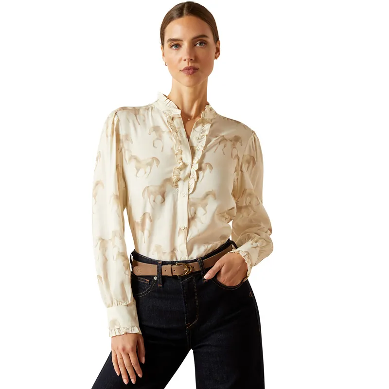 Ariat Country Cricklade Womens Blouse - Watercolour Horse Print