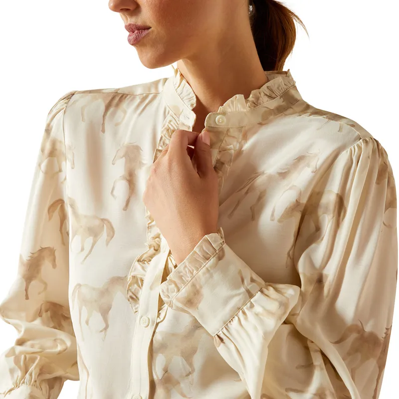 Ariat Country Cricklade Womens Blouse - Watercolour Horse Print-3