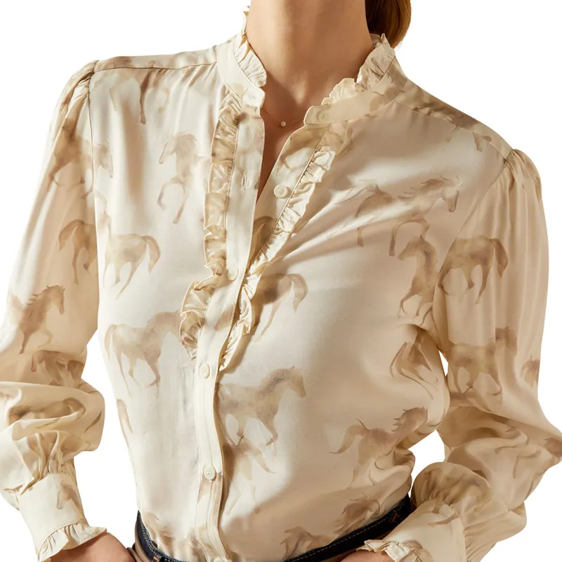 Ariat Country Cricklade Womens Blouse - Watercolour Horse Print-2