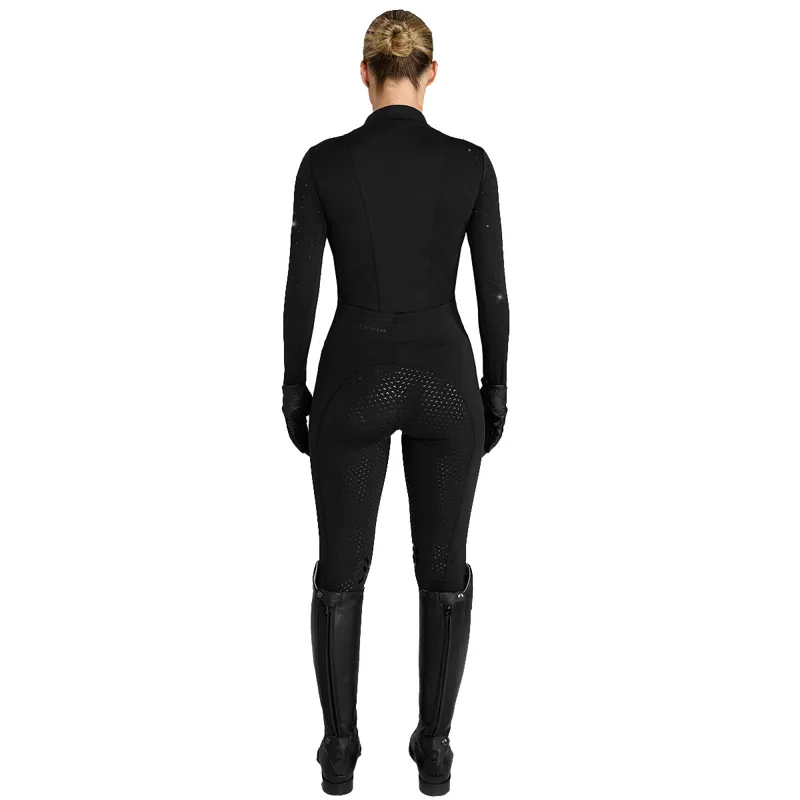 Aztec Diamond Crystal Full Grip Womens Riding Leggings - Black-7