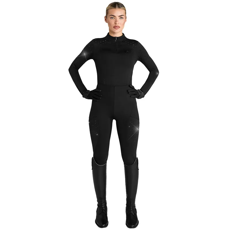 Aztec Diamond Crystal Long Sleeve Womens Base Layer - Black-3