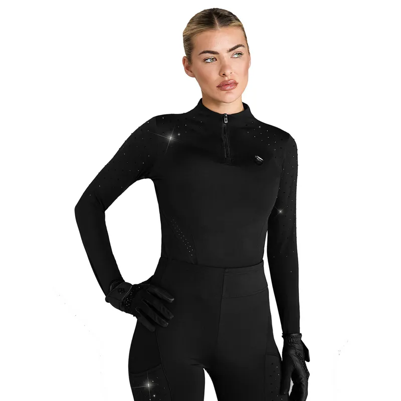 Aztec Diamond Crystal Long Sleeve Womens Base Layer - Black