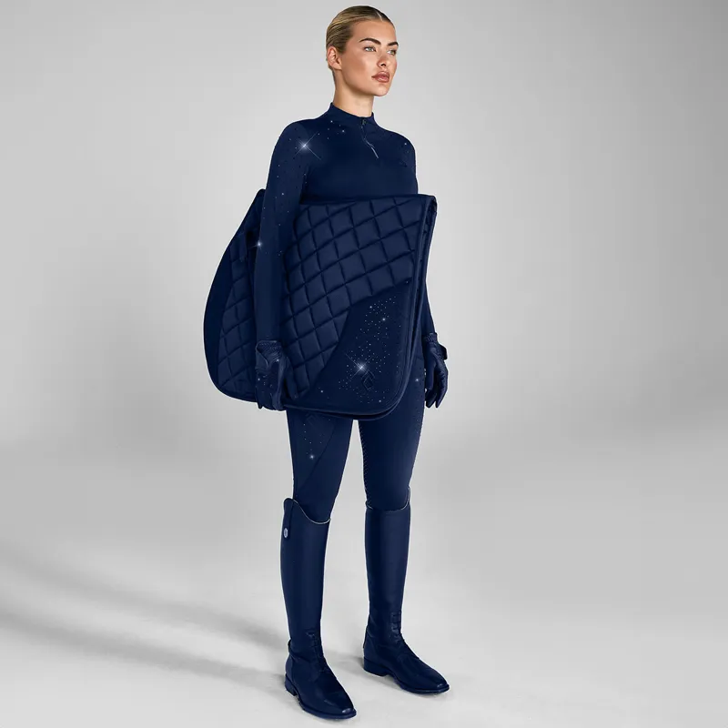 Aztec Diamond Crystal Jump Saddlecloth - Navy-2