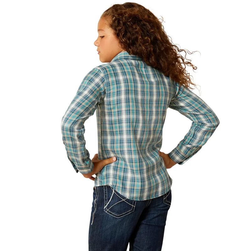 Ariat Darla Junior Girls Shirt - Aquamarine Plaid-1
