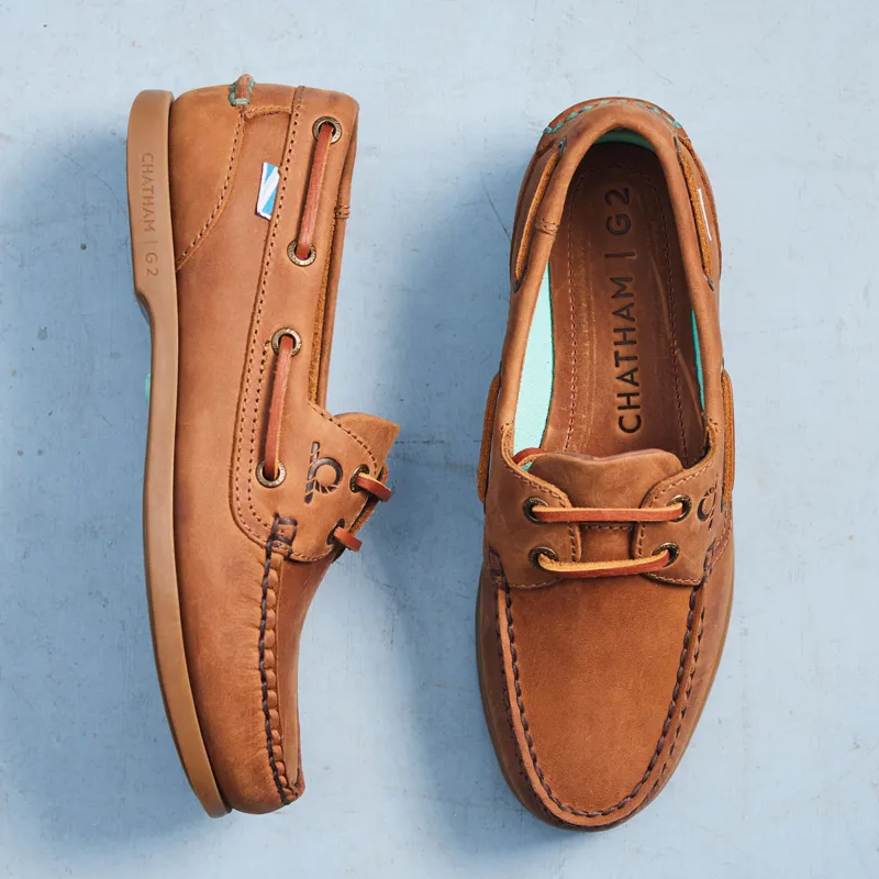 Chatham Deck Lady II G2 Ladies Premium Leather Boat Shoes - Walnut-12