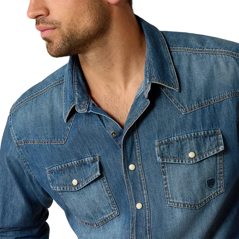 Ariat Denim Mens Retro Fit Shirt - Stone-2