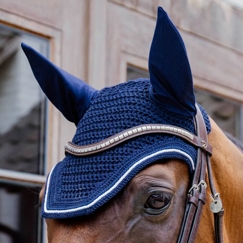 Kentucky Wellington Diamond Rope Soundless Ear Fly Veil - Navy-1