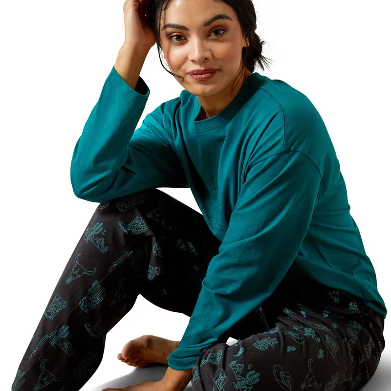 Ariat Dreams Womens Pyjama Set - Deserted Print-3