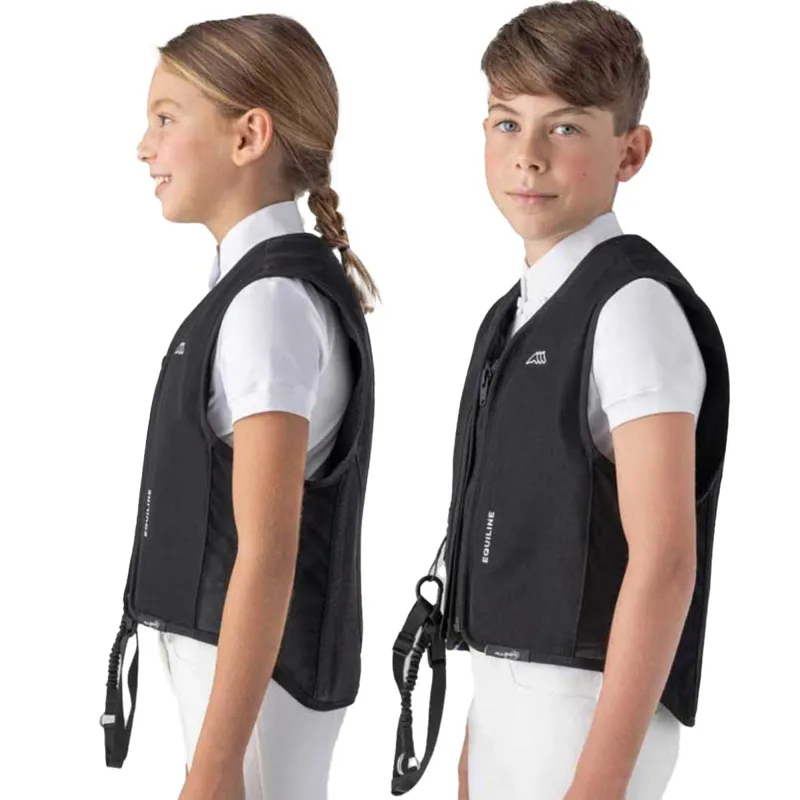 Equiline Belair Unisex Junior Air Jacket with Level 2 Back Protector - Black-3
