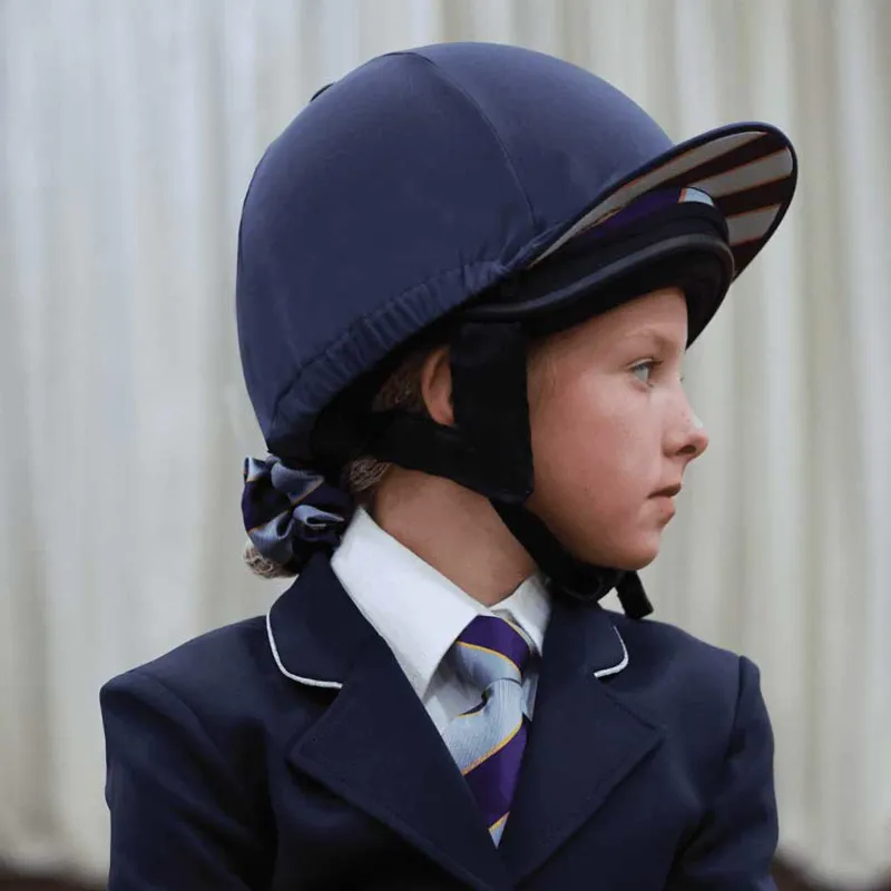Equetech Pony Club 2-in-1 Lycra Hat Silk - Navy-1