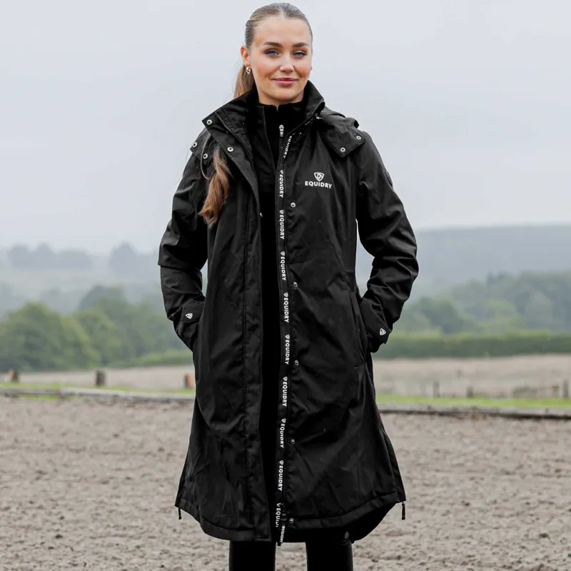 EQUIDRY Bronte Waterproof Womens Long Riding Coat - Black