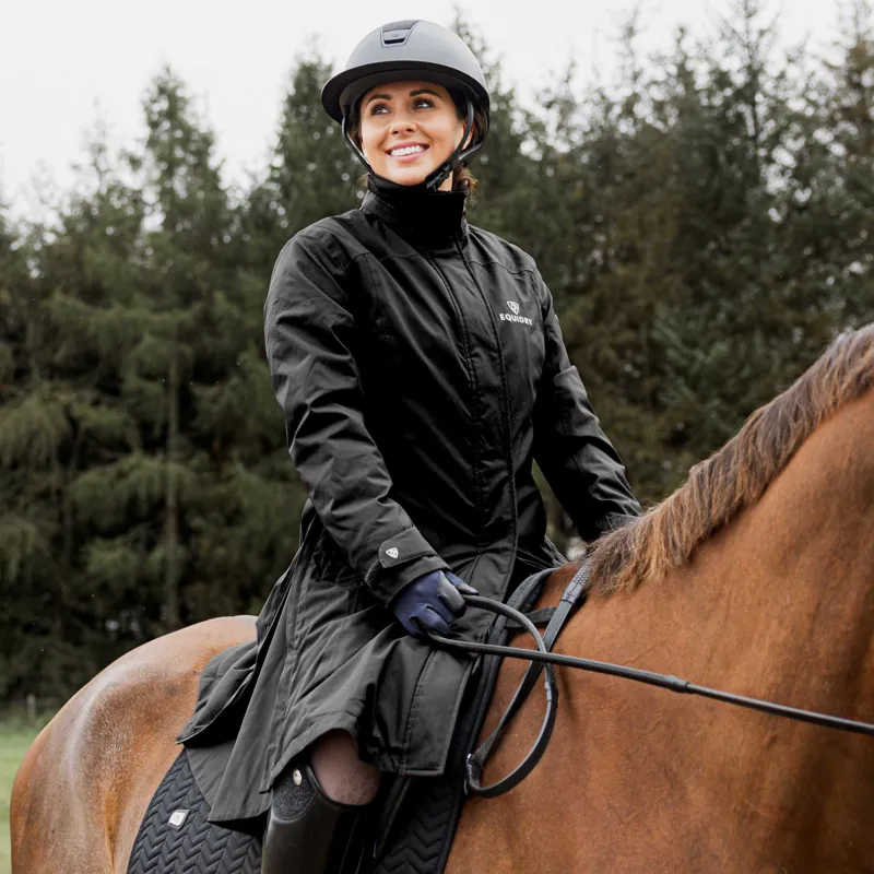 EQUIDRY Bronte Waterproof Womens Long Riding Coat - Black-2