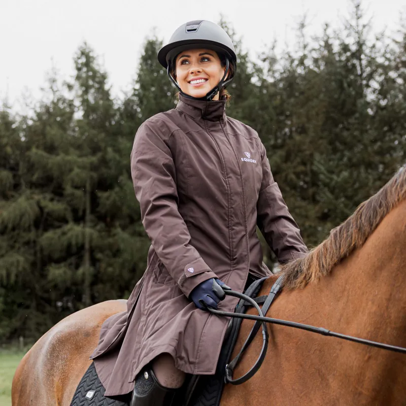 EQUIDRY Bronte Waterproof Womens Long Riding Coat - Brown-2