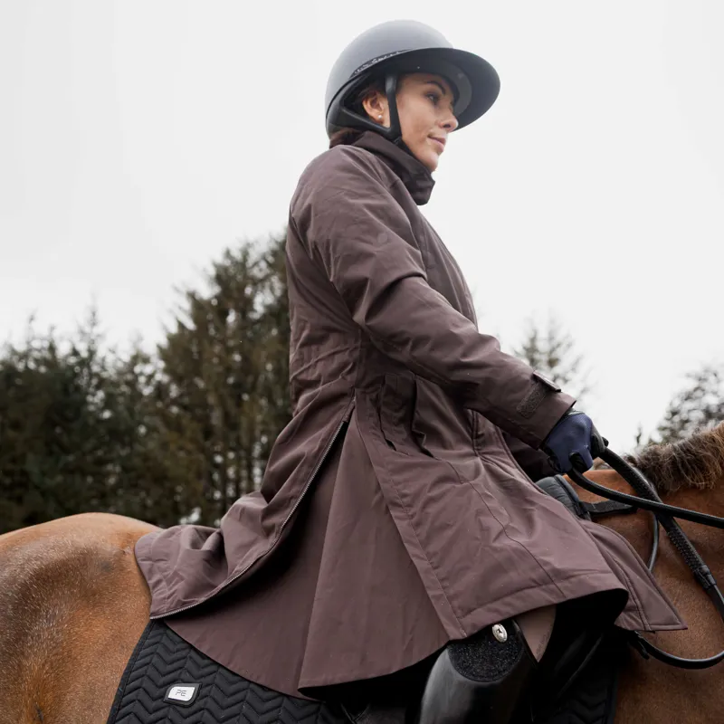 EQUIDRY Bronte Waterproof Womens Long Riding Coat - Brown-3