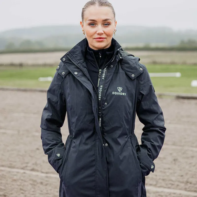 EQUIDRY Bronte Waterproof Womens Long Riding Coat - Blue-1