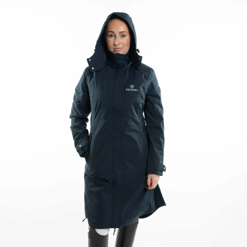 EQUIDRY Bronte Waterproof Womens Long Riding Coat - Blue-4