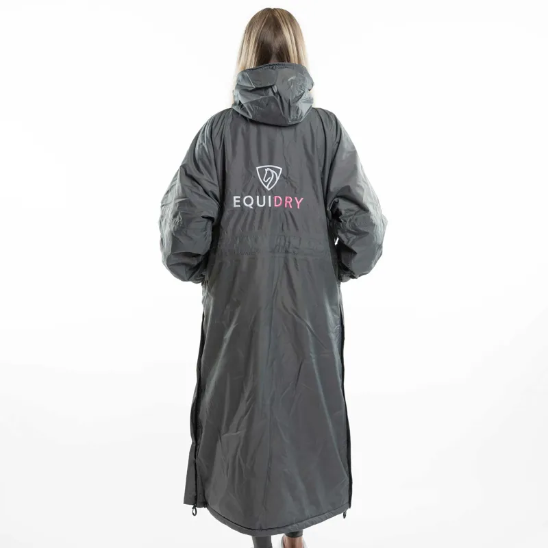 EQUIDRY Evolution Thin Fleece Lined Waterproof Jacket - Grey/Penelope Pink-2