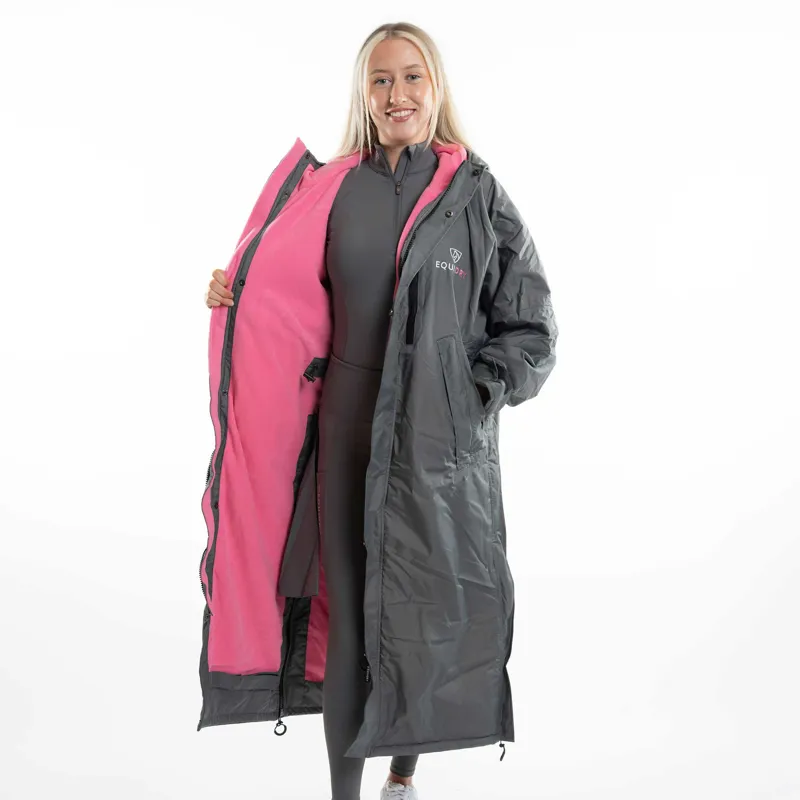 EQUIDRY Evolution Thin Fleece Lined Waterproof Jacket - Grey/Penelope Pink-1