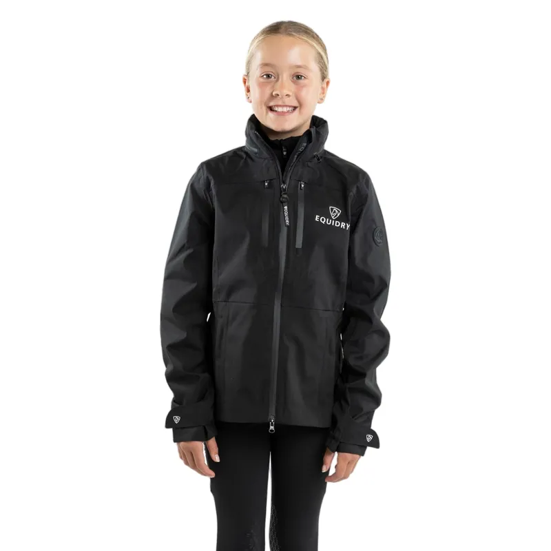 EQUIDRY Varsha Junior Girls Waterproof Jacket - Black