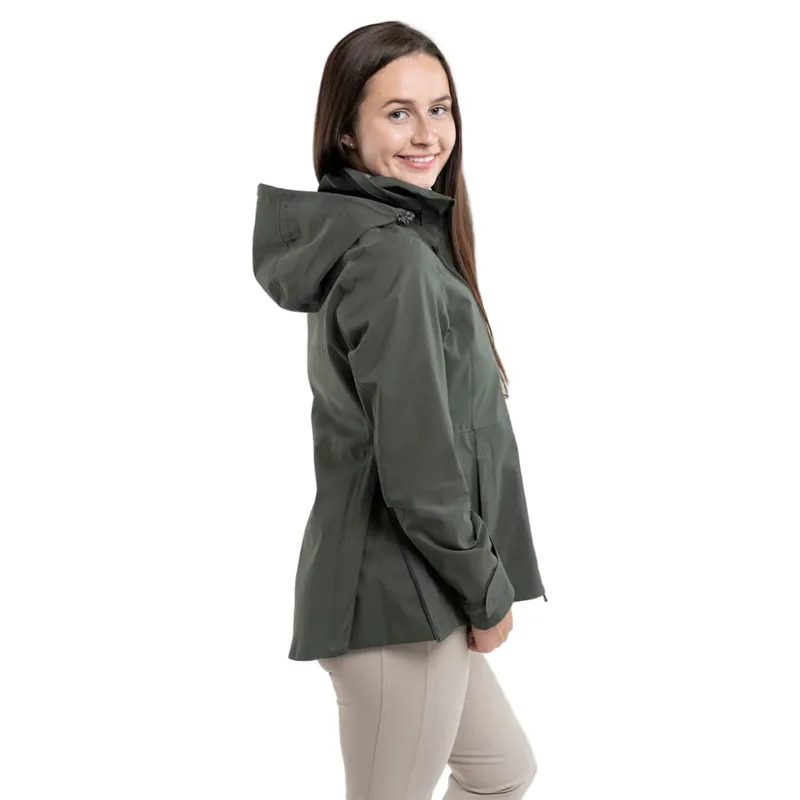 EQUIDRY Varsha Womens Waterproof Riding Jacket - Black Forest Green-3