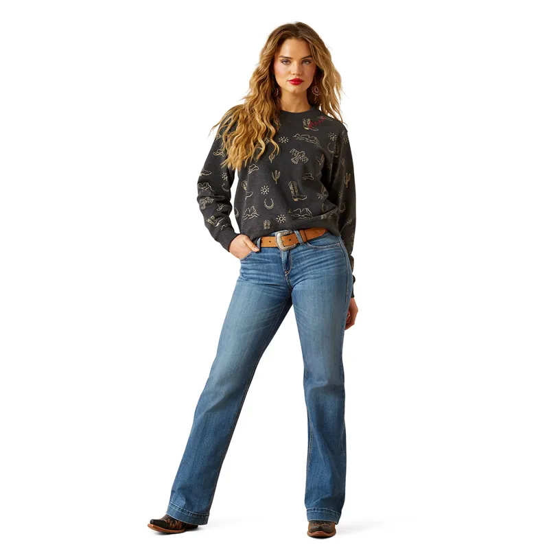 Ariat Essential Crew Womens Sweatshirt - Black Heather-4