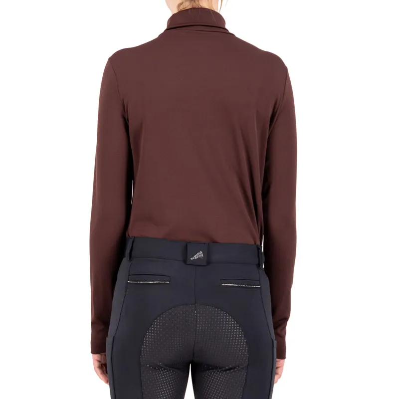 Euro-Star Sofia Ladies Roll Neck Top - Black Rose - XS-3