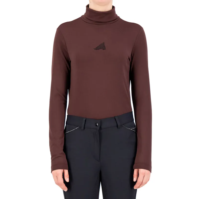 Euro-Star Sofia Ladies Roll Neck Top - Black Rose - XS-4