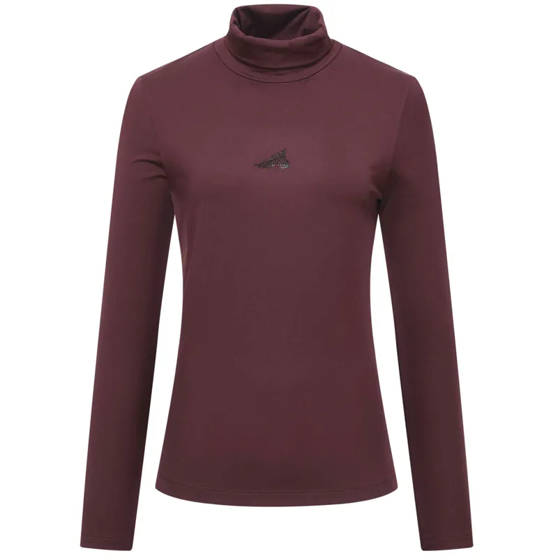 Euro-Star Sofia Ladies Roll Neck Top - Black Rose - XS