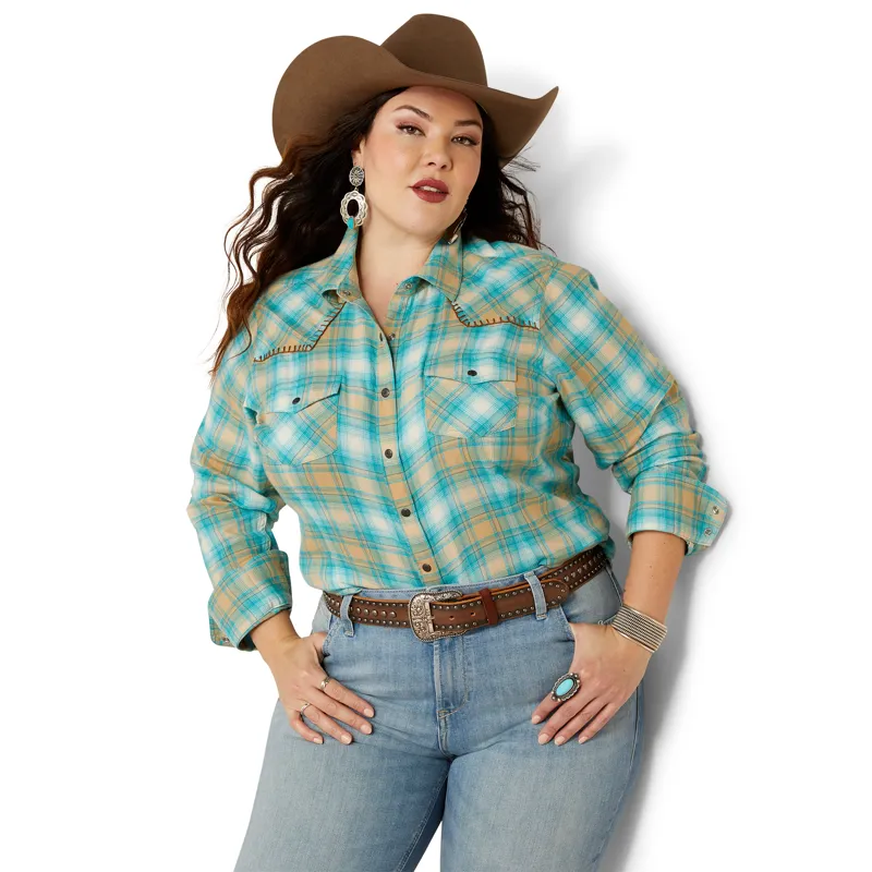 Ariat Roping Long Sleeve Ladies Shirt - Breeze Plaid X-Small-3