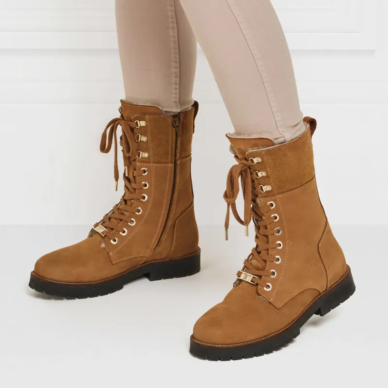 Fairfax and Favor Anglesey Womens Combat Boots - Cognac Nubuck-6