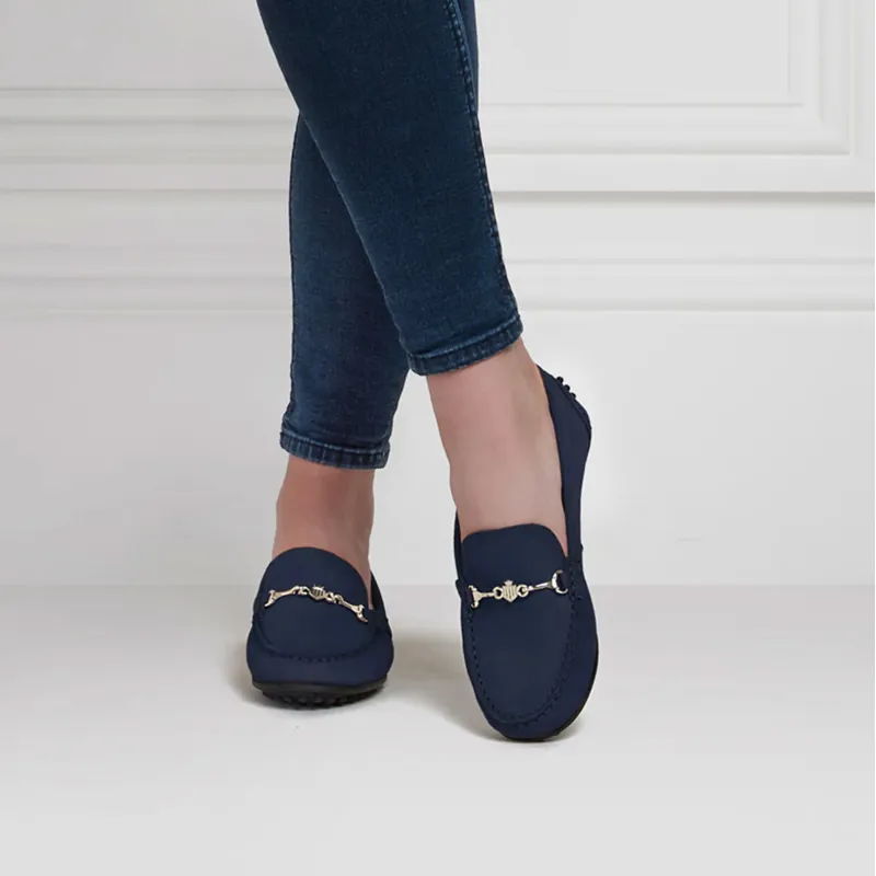 Fairfax and Favor Trinity Womens Drivers Shoes - Navy Suede-5
